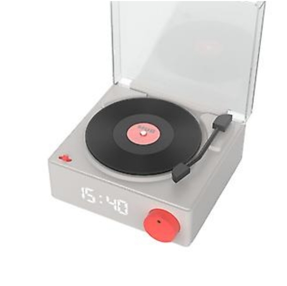 VS-80 Retro Look Vinyl Turntable 5W Bluetooth Speaker with Alarm Clock - Picture 3 of 10